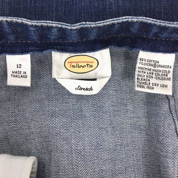 TALBOTS Jean Skirt Denim Modest Minimalist Capsule Wardrobe Classic Size 12 - Picture 7 of 8